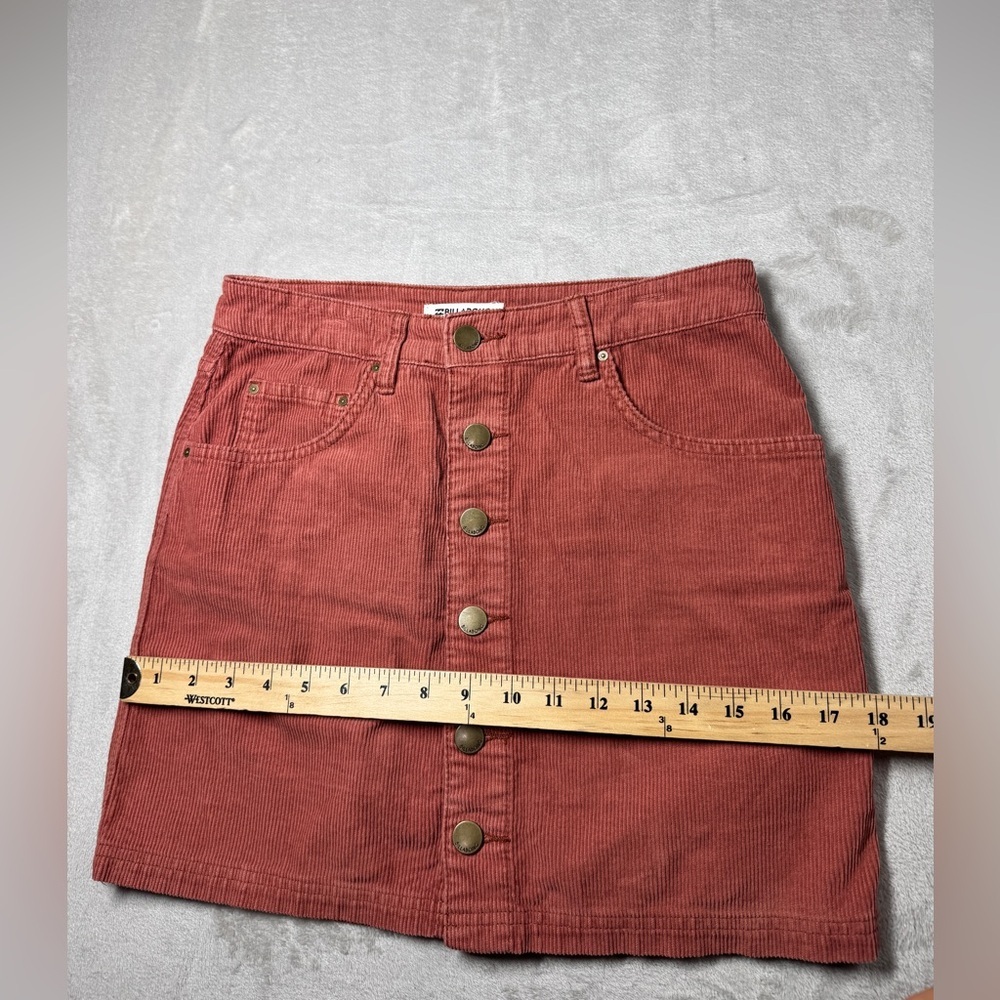Billabong Dusty Rose Pink Retro Button Front Corduroy Mini Skirt Size 27 - Picture 9 of 16
